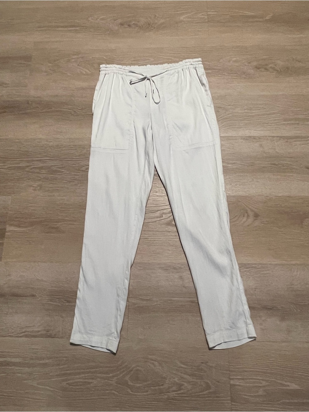 Vince Pants Women’s Size SP Off White Linen Blend Tapered Drawstring Pants